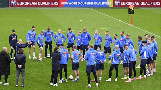 Trénink eských fotbalist ped kvalifikaním utkáním proti Chorvatsku.