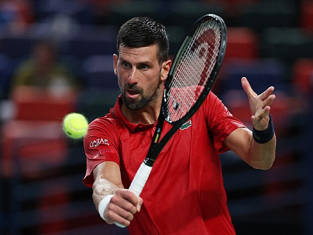 Novak Djokovi� ve t�et�m kole turnaje v �anghaji.