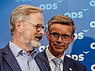 Zleva Petr Fiala a Martin Kupka po jednání výkonné rady ODS. (7. �íjna 2025)