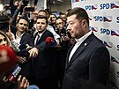 Volební �táb SPD v hotelu Don Giovanni. Tomio Okamura. (4. �íjna 2025)