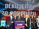 Ve volebním �tábu hnutí ANO na Chodov� se za�íná slavit vít�zství v...