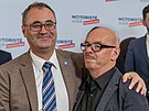 Martinický palác. Volební �táb strany Motoristé sob�. Boris ��astný a Oto...