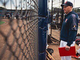 Trenér �eských baseballist� Pavel Chadim na ME 2025 v Rotterdamu.