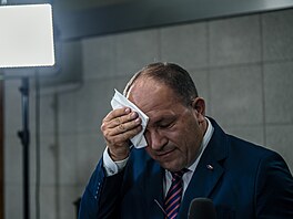 Ministr zemdlství Marek Výborný na tiskové konferenci po skonení voleb do...