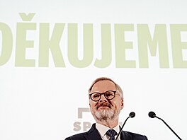 Konící premiér Petr Fiala na tiskové konferenci po skonení voleb do Snmovny...