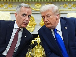 Americký prezident Donald Trump a kanadský premiér Mark Carney p�i spole�ném...