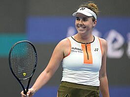 Linda Nosková slaví postup do semifinále turnaje v Pekingu.