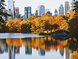 Unikátní podzimní atmosféra v Central Parku v New Yorku.