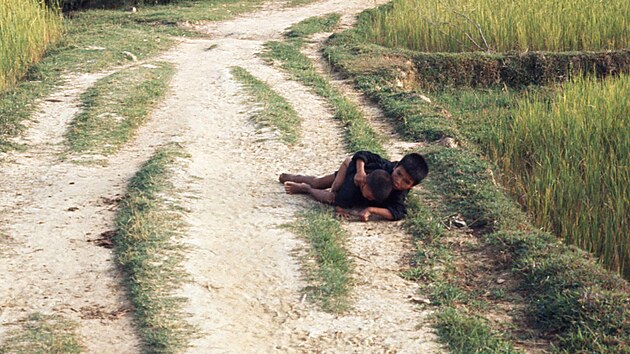 Osmilet Duc Tran na fotce Ronalda Haeberleho z My Lai (16. bezna 1968)