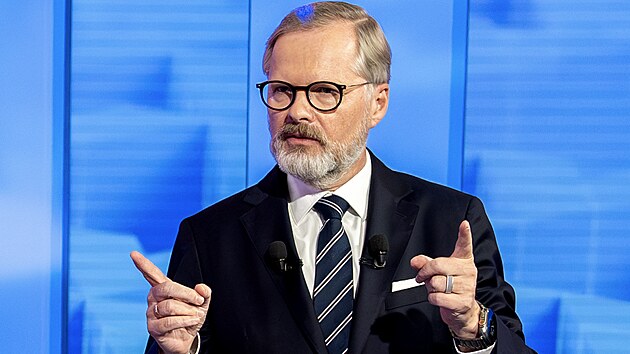 Premiér a expremiér �eské republiky Petr Fiala (SPOLU) a Andrej Babi� (ANO) p�i...