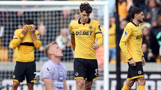Ladislav Krej�í se svými spoluhrá�i z Wolverhamptonu po remíze s Brightonem