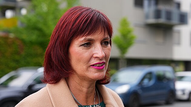 Ldryn libereck kandidtky hnut ANO Jitka Volfov ve volebnm tbu. (4. jna 2025)