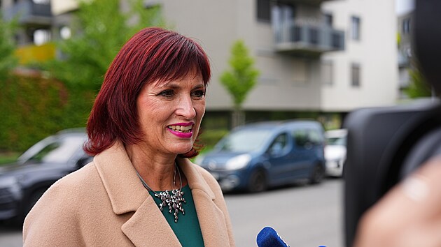 Ldryn libereck kandidtky hnut ANO Jitka Volfov ve volebnm tbu. (4. jna 2025)