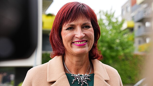 Ldryn libereck kandidtky hnut ANO Jitka Volfov ve volebnm tbu. (4. jna 2025)