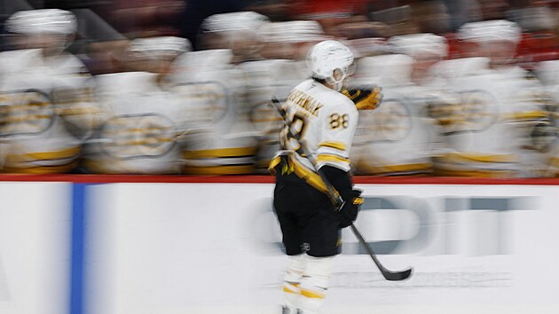 David Pastrk (88) slav gl se spoluhri z Boston Bruins.