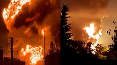 Ropný sklad v Krymu v  plamenech