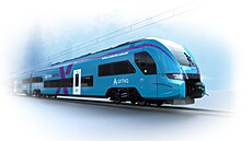 Vizualizace elektrické jednotka koda 26Ev v barvách dopravce Arriva