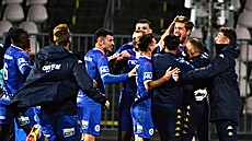 Fotbalisté Artisu Brno slaví postup pes Liberec ve 3. kole MOL Cupu. (30. záí...