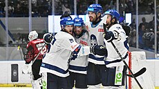 Kladno slaví gól v zápase se Spartou.