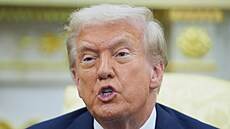 Americký prezident Donald Trump a kanadský premiér Mark Carney pi spoleném...