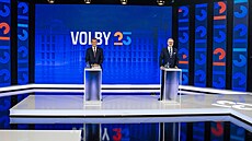 P�edvolební duel Petr Fiala (ODS) a Andrej Babi� (ANO) na CNN Prima News (1....