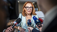 Volební �táb hnutí SPD v hotelu Don Giovanni. Zuzana Majerová. (4. �íjna 2025)