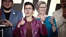 Olga Richterová ve volebním tábu Pirát. (4. íjna 2025)