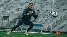 Branká fotbalové reprezentace do 21 let Viktor Baier na ostravských Bazalech...