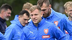 Útoník Matj vydra bhem tréninku reprezentace ped kvalifikaním zápasem...
