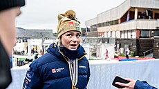 védka Frida Karlssonová bhem mistrovství svta v norském Trondheimu