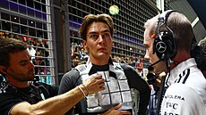 George Russell ped startem Velké ceny Singapuru formule 1.