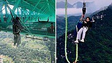 Megaskok z nejvyího mostu svta. Je vysoký 625 metr