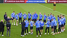 Trénink eských fotbalist ped kvalifikaním utkáním proti Chorvatsku.