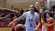 Elika Hálová (vlevo) z Hradce Králové a Alena Hanuová z DSK Basketball...