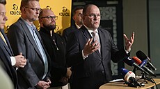 Marek Výborný na tiskové konferenci po povolebním jednání KDU-SL (5. íjna...