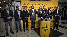 Marek Výborný hovoí po povolebním jednání KDU-SL (5. íjna 2025).