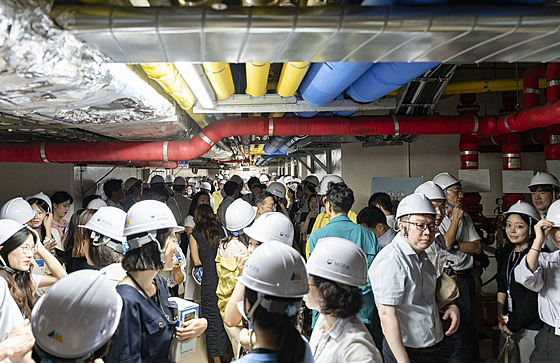 Cviení obanské obrany v protileteckém krytu v Soulu (20. srpna 2025)