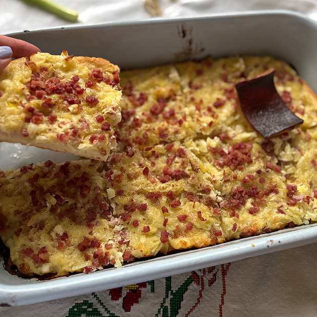 Dýňový koláč s bryndzou a slaninou podle Recepty od starkej
