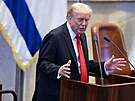 Americký prezident Donald Trump p�i projevu v izraelském Knesetu (13. �íjna...