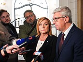 Tisková konference z vyjednávání vzniku nové vlády Hnutí ANO, SPD a Motoristé....