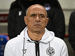 Kou slovenských fotbalist Francesco Calzona bhem kvalifikaního utkání s...
