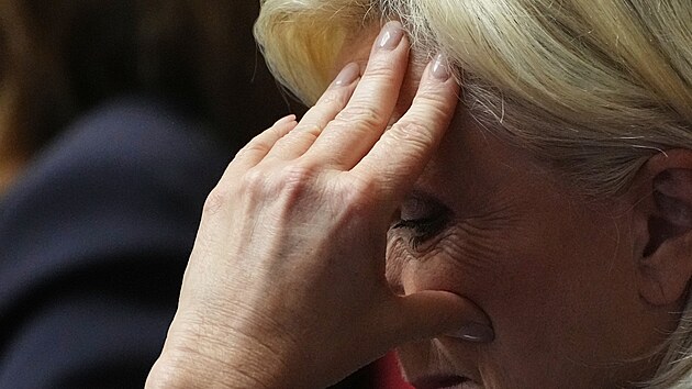 Marine Le Penov, pedsedkyn parlamentn frakce Nrodnho sdruen v Nrodnm shromdn (14. jna 2025)