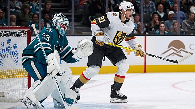 Brett Howden si hled prostor ped brankou Alexe Nedeljkovice.