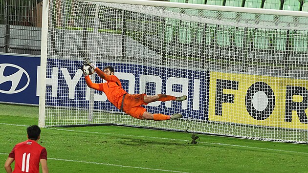 zerbjdnsk brank Salim Haimov zmail Luki Makovi hattrick, kdy mu chytil penaltu.