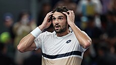 CO�E? Valentin Vacherot práv� vy�adil Novaka Djokovi�e a sám tomu nem��e uv��it.