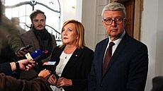 Tisková konference z vyjednávání vzniku nové vlády Hnutí ANO, SPD a Motoristé....