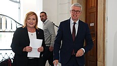 Tisková konference z vyjednávání vzniku nové vlády Hnutí ANO, SPD a Motoristé....