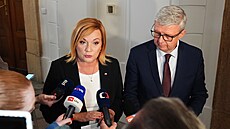 Tisková konference z vyjednávání vzniku nové vlády Hnutí ANO, SPD a Motoristé....