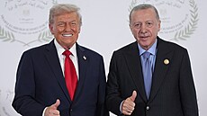 Prezident Donald Trump v Egypt vítá tureckého prezidenta Recepa Tayyipa...