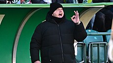 Jaroslav Veselý, kou fotbalových Bohemians, bhem utkání s Plzní.